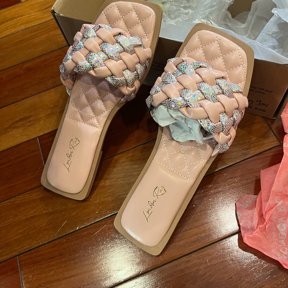 Loeffler Randall Iridescent Pink Braided Sandals